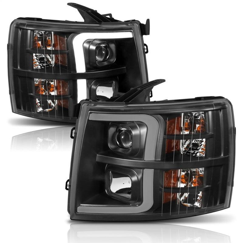 ANZO 07-13 Chevrolet Silverado 1500 Plank Style Projector Headlights Black w/ Amber - Order Your Parts - اطلب قطعك
