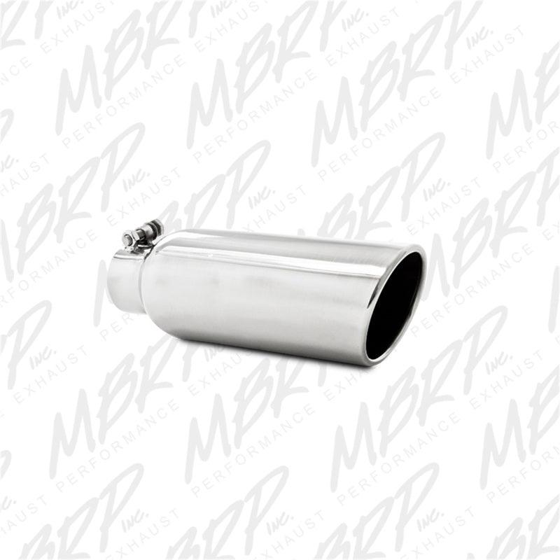 MBRP Universal Tip 4in OD 2.5in Inlet 12in Length Angled Cut Rolled End Clampless No-Weld T304 - Order Your Parts - اطلب قطعك