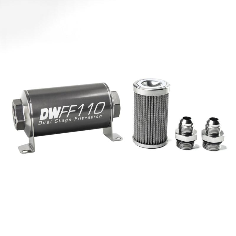 DeatschWerks Stainless Steel 8AN 100 Micron Universal Inline Fuel Filter Housing Kit (110mm) - Order Your Parts - اطلب قطعك