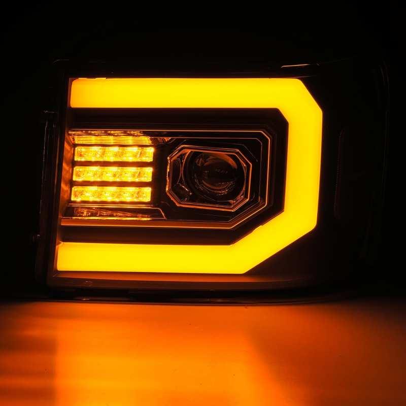 AlphaRex 07-13 GMC 1500HD PRO-Series Proj Headlights Plank Style Matte Blk w/Activ Light/Seq Signal - Order Your Parts - اطلب قطعك