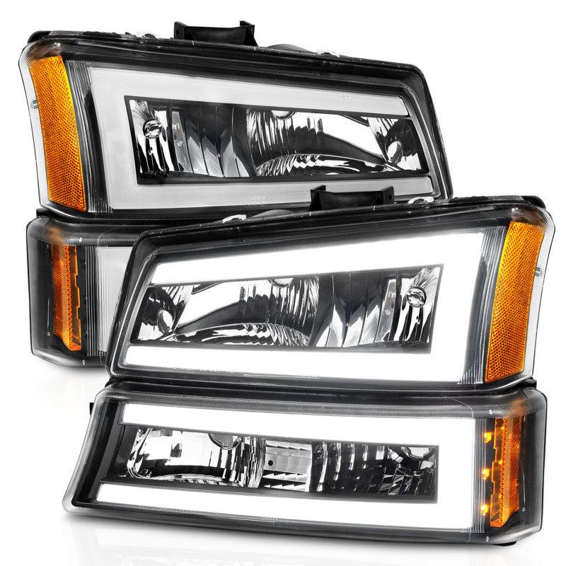 ANZO 2003-2006 Chevrolet Silverado 1500 Crystal Headlights w/ Light Bar Black Housing - Order Your Parts - اطلب قطعك