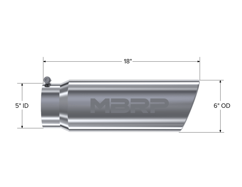 MBRP Universal Tip 6in OD Angled Rolled End 5in Inlet 18in Lgth T304 Exhaust - Order Your Parts - اطلب قطعك