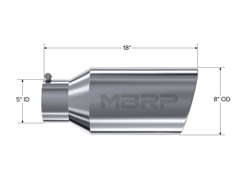 MBRP Universal Tip 8in OD Rolled End 5in Inlet 18in Length T304 - Order Your Parts - اطلب قطعك