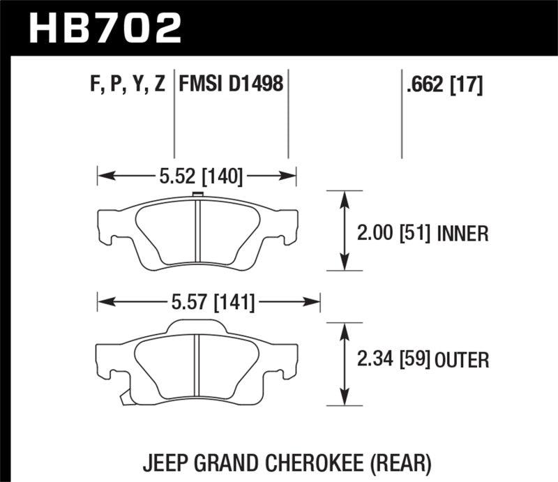 Hawk 11-12 Dodge Durango / 11-12 Jeep Grand Cherokee LTS Rear Street Brake Pads - Order Your Parts - اطلب قطعك