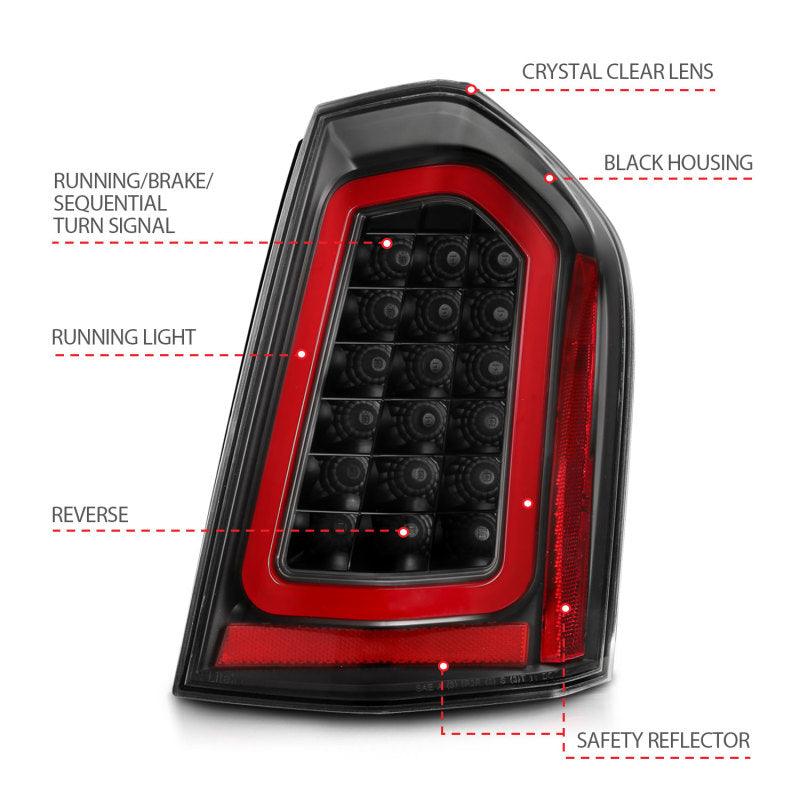 ANZO 11-14 Chrysler 300 LED Taillights Black w/ Sequential - Order Your Parts - اطلب قطعك