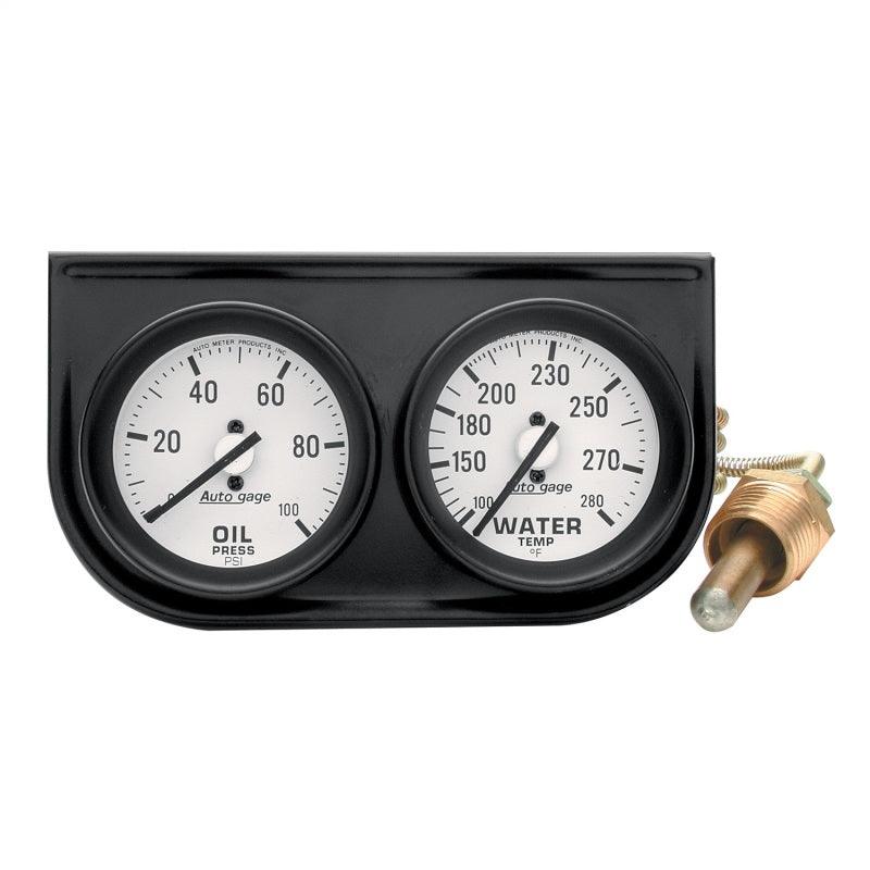 Autometer AutoGage Two-Gauge Console 2-1/16in Mech 0-100 PSI Oil Press/100-280 Deg Water Temp-Black - Order Your Parts - اطلب قطعك