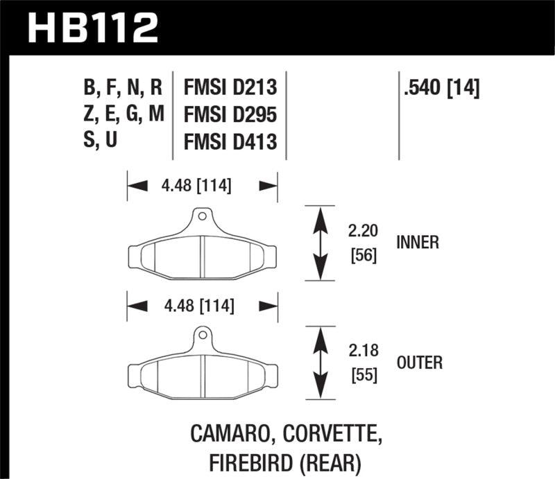 Hawk 84-96 Corvette /88.5-97 Pontiac Firebird HPS Street Rear Brake Pad - Order Your Parts - اطلب قطعك