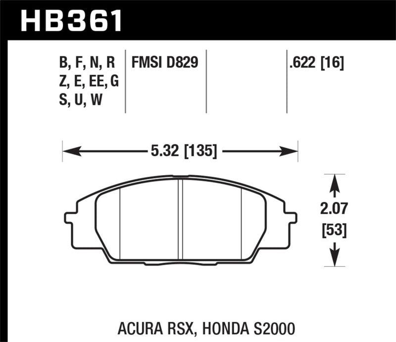 Hawk 02-06 Acura RSX Type S / 06-11 Honda Civic Si / 00-09 S2000 DTC-60 Front Brake Pads - Order Your Parts - اطلب قطعك