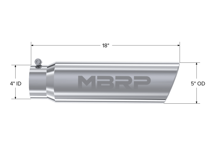 MBRP Universal 5in OD Angled Rolled End 4in Inlet 18in Lgth T304 Exhaust Tip - Order Your Parts - اطلب قطعك