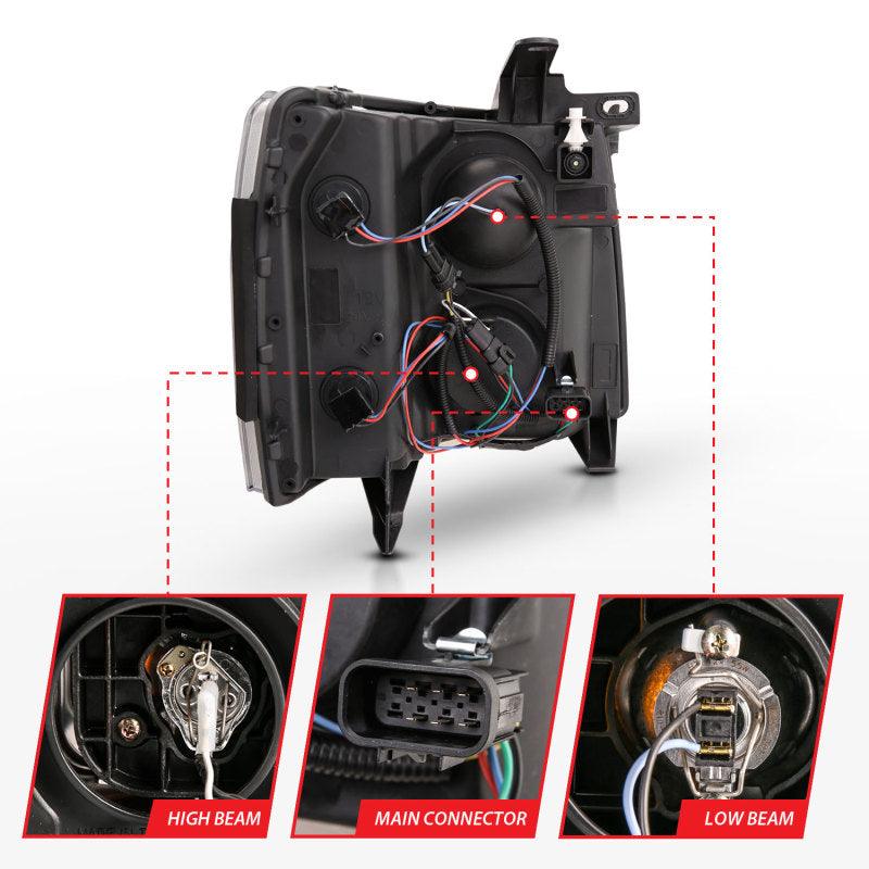 ANZO 07-13 Chevrolet Silverado 3500 Projector Headlights - Black Amber - Order Your Parts - اطلب قطعك