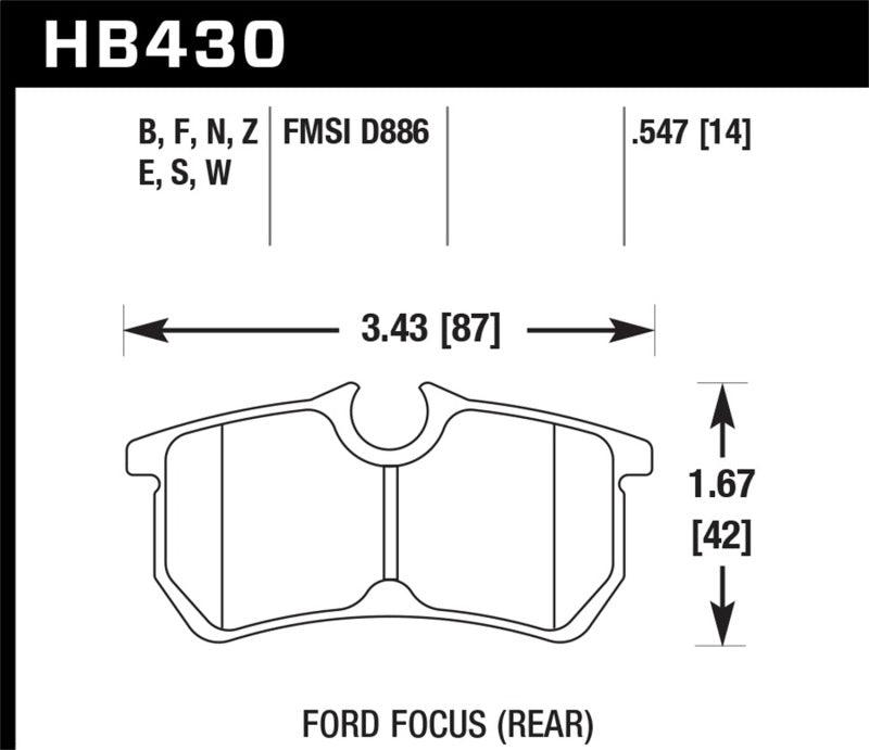 Hawk 00-07 Ford Focus DTC30 Rear Race Brake Pads - Order Your Parts - اطلب قطعك