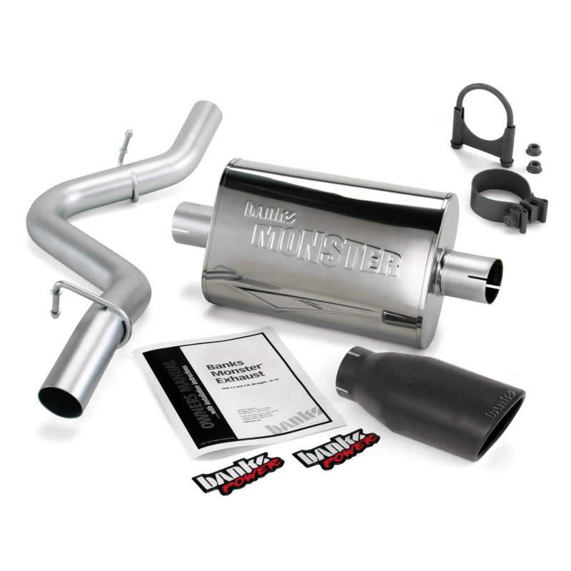 Banks Power 97-99 Jeep 2.5/4.0L Wrangler Slip Fit Cat Monster Exh Sys - SS Single Exh w/ Blk Tip - Order Your Parts - اطلب قطعك