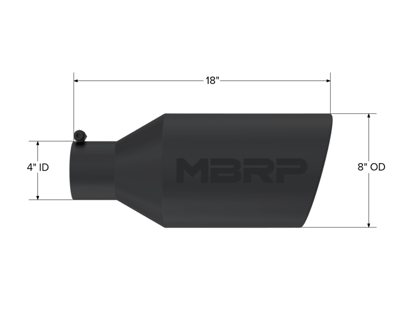 MBRP Universal Tip 8in O.D. Rolled End 4in inlet 18in length Black - Order Your Parts - اطلب قطعك