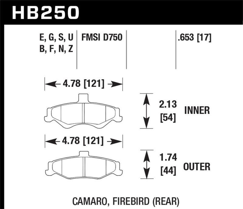 Hawk 98-02 Chevrolet Camaro 5.7L/3.8L / 98-02 Pontiac Firebird 5.7L/3.8L HPS Street Rear Brake Pads - Order Your Parts - اطلب قطعك