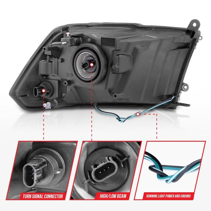 ANZO 2009-2018 Dodge Ram 1500/ 2500/ 3500 Crystal Headlights w/ Light Bar Chrome Housing - Order Your Parts - اطلب قطعك