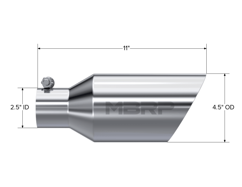 MBRP Universal Tip 4.5 O.D. Dual Walled Angled Rolled End 2.5 Inlet 12in Length - T304 - Order Your Parts - اطلب قطعك