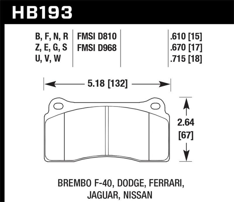 Hawk Dodge / Ferrari Front & Rear / Ferrari / Jaguar / Nissan Front DTC-70 Race Brake Pads - Order Your Parts - اطلب قطعك