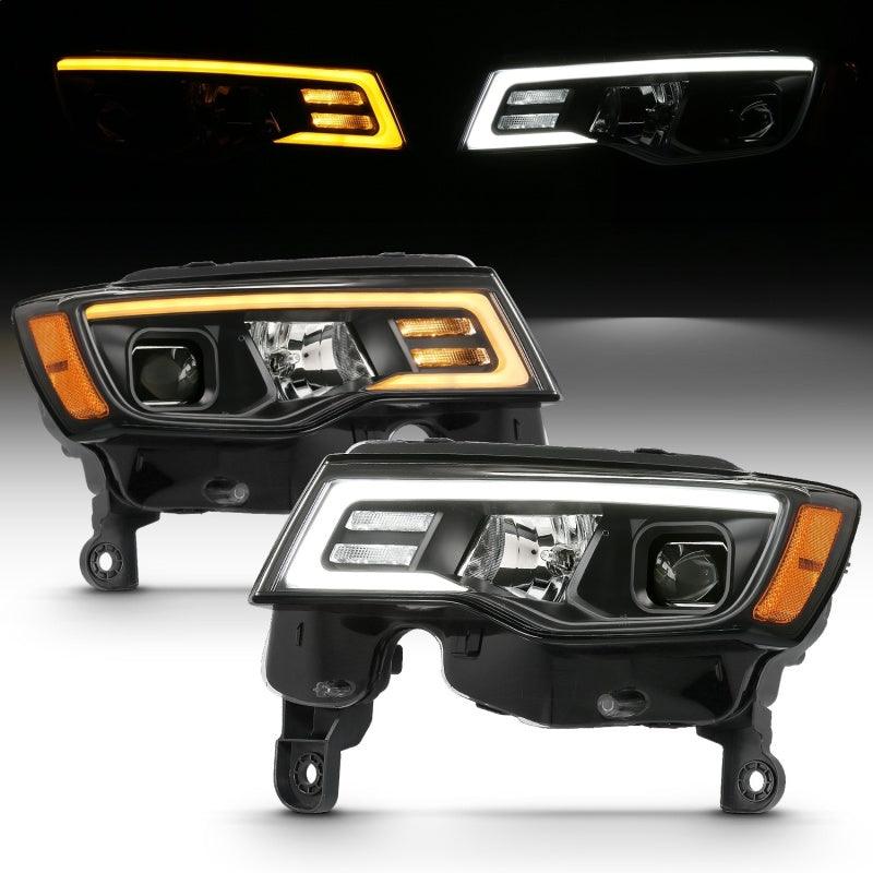 ANZO 2017-2018 Jeep Grand Cherokee Projector Headlights w/ Plank Style Switchback - Black w/ Amber - Order Your Parts - اطلب قطعك