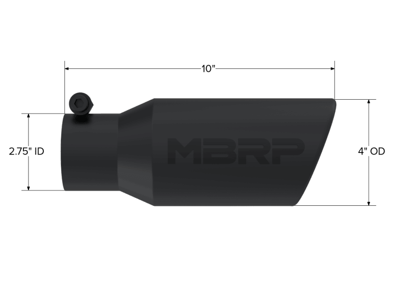 MBRP Universal Angled Rolled End Tip 4in OD / 2-3/4in Inlet / 10in Length - Black - Order Your Parts - اطلب قطعك