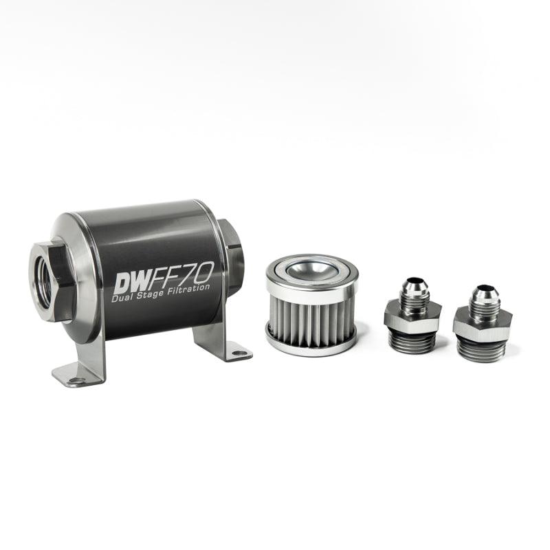 DeatschWerks Stainless Steel 6AN 5 Micron Universal Inline Fuel Filter Housing Kit (70mm) - Order Your Parts - اطلب قطعك