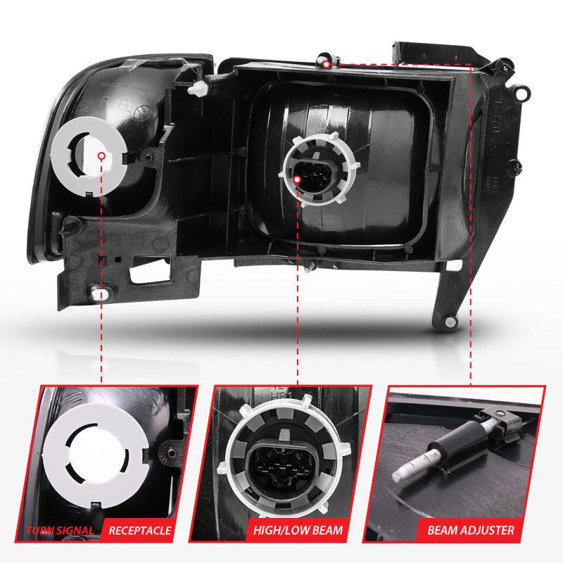 ANZO 1994-2001 Dodge Ram Crystal Headlights Black - Order Your Parts - اطلب قطعك