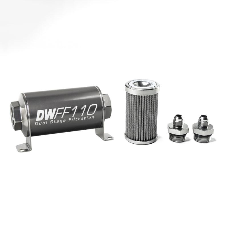 DeatschWerks Stainless Steel 6AN 100 Micron Universal Inline Fuel Filter Housing Kit (110mm) - Order Your Parts - اطلب قطعك