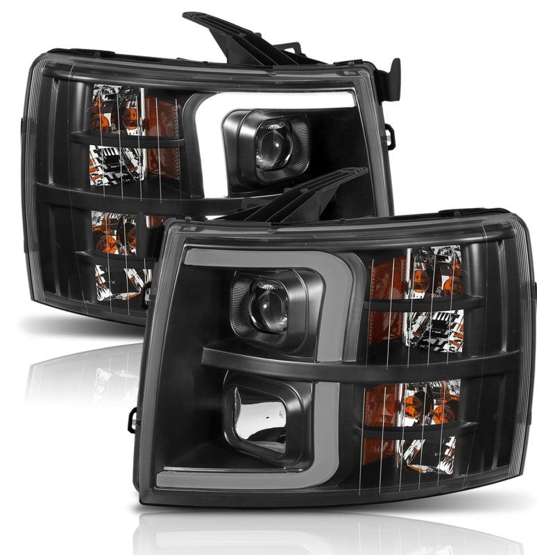 ANZO 07-13 Chevrolet Silverado 1500 Plank Style Projector Headlights Black w/ Amber - Order Your Parts - اطلب قطعك