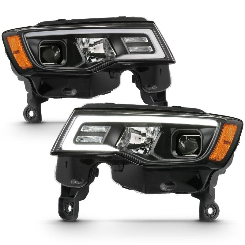 ANZO 2017-2018 Jeep Grand Cherokee Projector Headlights w/ Plank Style Switchback - Black w/ Amber - Order Your Parts - اطلب قطعك