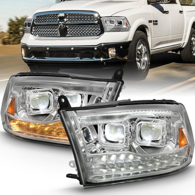 ANZO 2009-2018 Dodge Ram 1500 Led Projector Plank Style Switchback H.L Halo Chrome Amber (OE Style) - Order Your Parts - اطلب قطعك