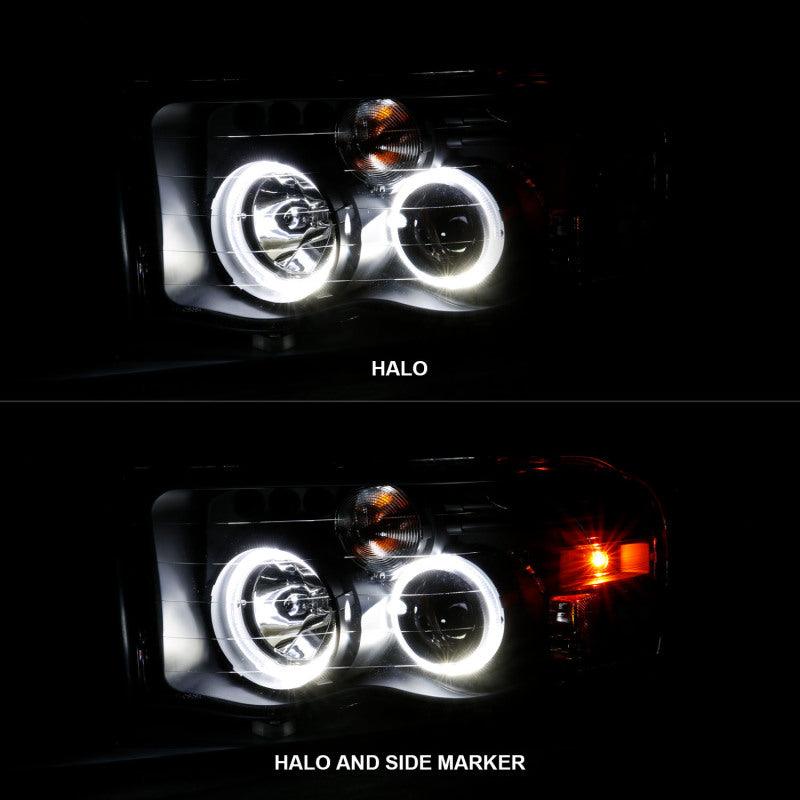 ANZO 2002-2005 Dodge Ram 1500 Projector Headlights w/ Halo Black Clear Amber - Order Your Parts - اطلب قطعك
