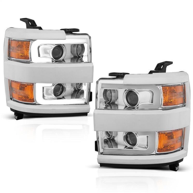 ANZO Projector Headlights 15-17 Chevrolet Silverado 2500HD / 3500HD Chrome w/ Chrome Rim - Order Your Parts - اطلب قطعك