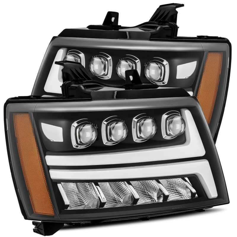 AlphaRex 07-13 Chevy Avalanche NOVA LED Proj Headlights Plank Style Matte Black w/Activ Light/DRL - Order Your Parts - اطلب قطعك