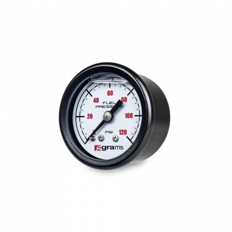 Grams Performance Universal 0-120 PSI Fuel Pressure Guage - White Face - Order Your Parts - اطلب قطعك