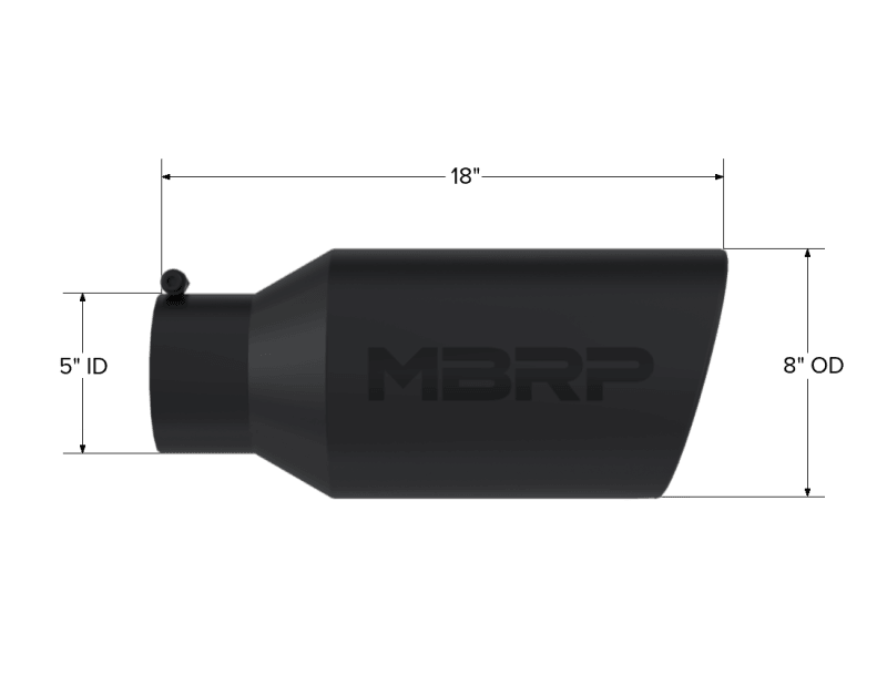 MBRP Universal Tip 8in OD Rolled End 5in Inlet 18in Length T304 - Black - Order Your Parts - اطلب قطعك