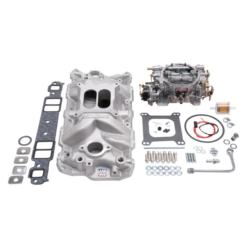 Edelbrock Manifold And Carb Kit Performer Eps Small Block Chevrolet 1957-1986 Natural Finish - Order Your Parts - اطلب قطعك