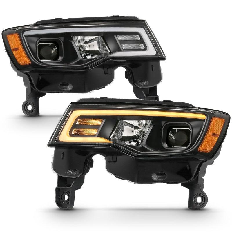 ANZO 2017-2018 Jeep Grand Cherokee Projector Headlights w/ Plank Style Switchback - Black w/ Amber - Order Your Parts - اطلب قطعك
