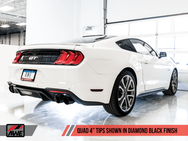 AWE Tuning 2018+ Ford Mustang GT (S550) Cat-back Exhaust - Touring Edition (Quad Diamond Black Tips) - Order Your Parts - اطلب قطعك