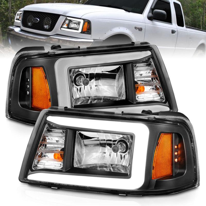 ANZO 2001-2011 Ford Ranger Crystal Headlights w/ Light Bar Black Housing - Order Your Parts - اطلب قطعك