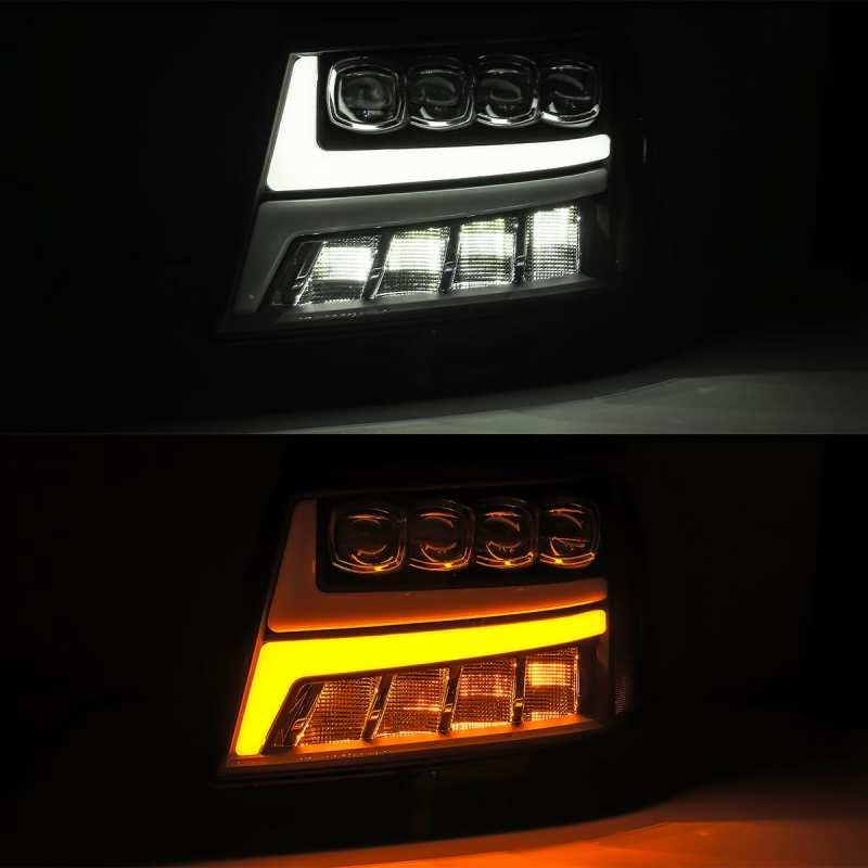 AlphaRex 07-13 Chevy Avalanche NOVA LED Proj Headlights Plank Style Matte Black w/Activ Light/DRL - Order Your Parts - اطلب قطعك