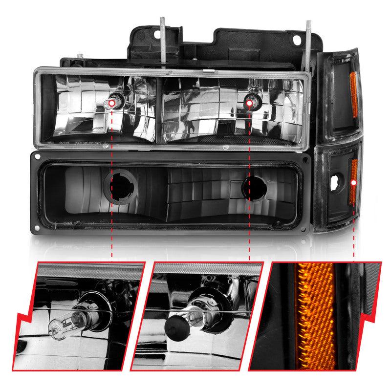 ANZO 88-98 Chevrolet C1500 Crystal Headlights Black - Order Your Parts - اطلب قطعك