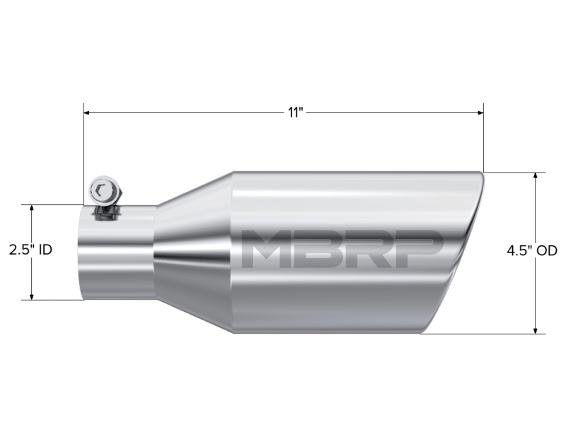 MBRP Universal Tip 4.5 O.D. Angle Rolled End 2.5 Inlet 11in Length - T304 - Order Your Parts - اطلب قطعك