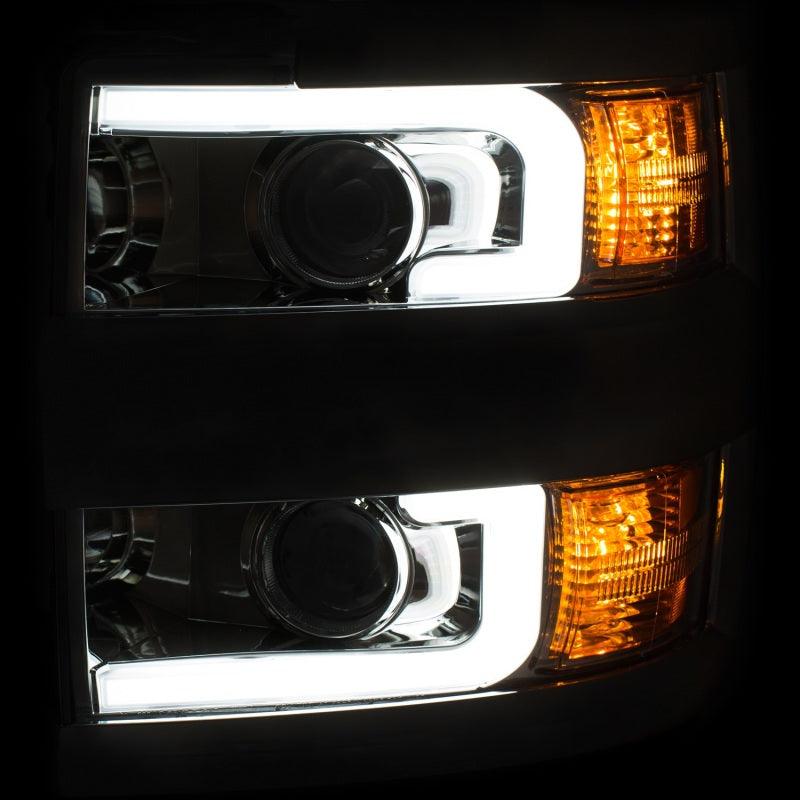 ANZO 2015-2016 Chevrolet Silverado Projector Headlights w/ Plank Style Design Chrome w/ Amber - Order Your Parts - اطلب قطعك