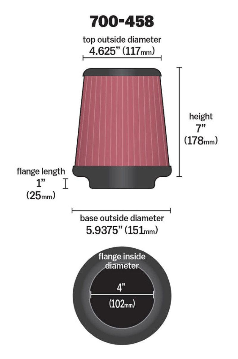 Airaid Universal Air Filter - Cone 4 x 7 x 4 5/8 x 7 w/ Short Flange - Order Your Parts - اطلب قطعك