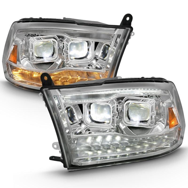 ANZO 2009-2018 Dodge Ram 1500 Led Projector Plank Style Switchback H.L Halo Chrome Amber (OE Style) - Order Your Parts - اطلب قطعك