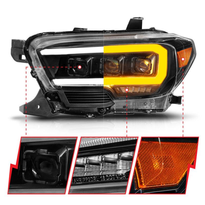 ANZO 16-22 Toyota Tacoma LED Projector Headlights w/ Light Bar Sequential Black Housing w/Initiation - Order Your Parts - اطلب قطعك