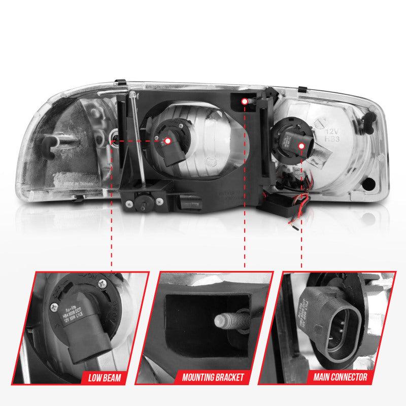 Anzo 99-17 GMC Sierra/Denali Headlights Black Amber (w/C Light Bars) - Order Your Parts - اطلب قطعك