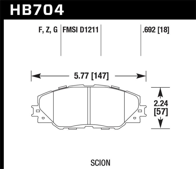 Hawk 09-10 Pontiac Vibe 2.4L / 11-12 Scion tC HPS Front Street Brake Pads - Order Your Parts - اطلب قطعك