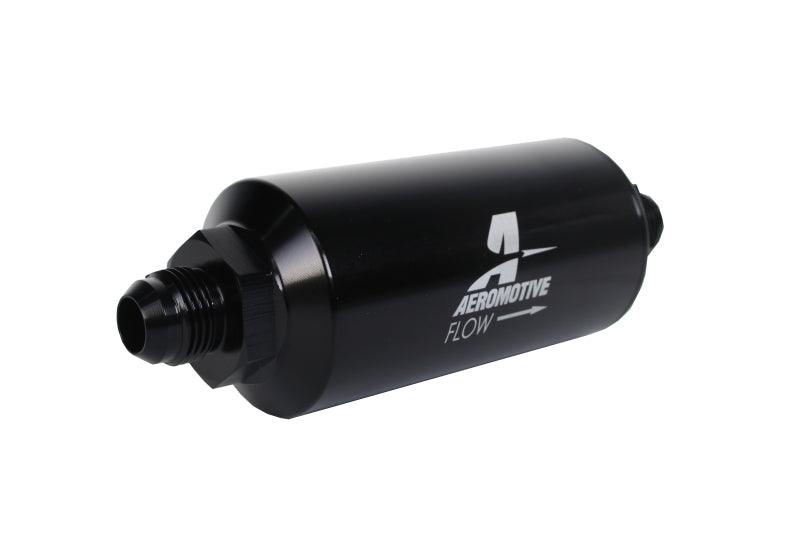 Aeromotive In-Line Filter - (AN -8 Male) 40 Micron Stainless Mesh Element Bright Dip Black Finish - Order Your Parts - اطلب قطعك