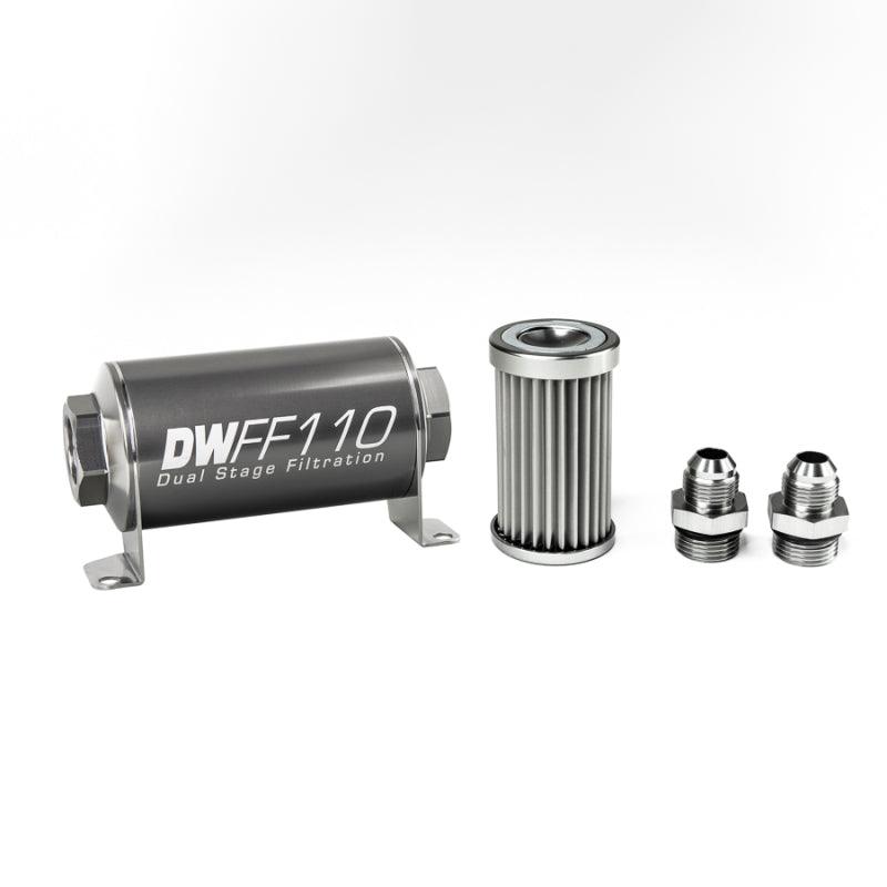 DeatschWerks Stainless Steel 8AN 5 Micron Universal Inline Fuel Filter Housing Kit (110mm) - Order Your Parts - اطلب قطعك