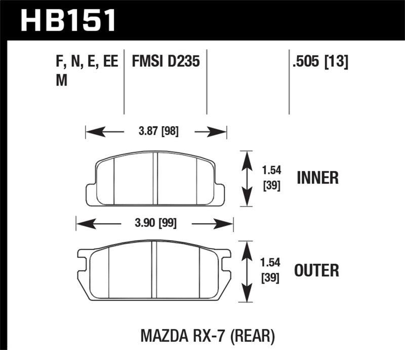 Hawk 81-85 Mazda RX-7 Blue 9012 Rear Race Brake Pads - Order Your Parts - اطلب قطعك